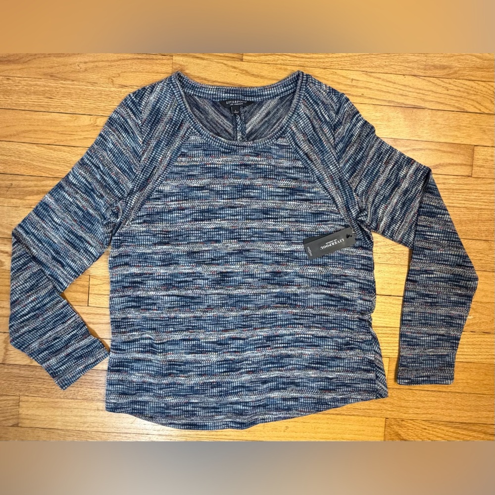 Liverpool LA Spacedye Ribbed Knit Raglan Top